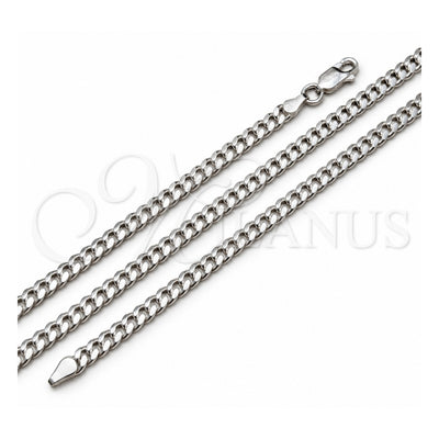 Sterling Silver Basic Necklace, Miami Cuban Design, Polished, Silver Finish, 04.420.0004.24 (120 Gauge, 04 MM Thickness, 24 Inches Length)