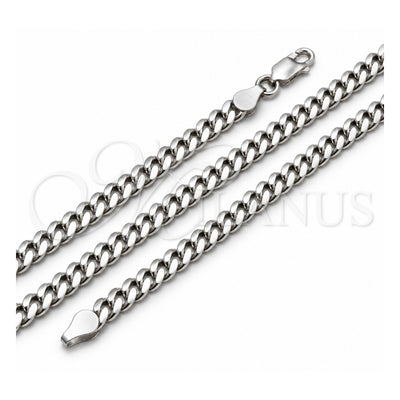 Sterling Silver Basic Necklace, Miami Cuban Design, Polished, Silver Finish, 04.420.0006.24 (180 Gauge, 06 MM Thickness, 22 Inches Length)