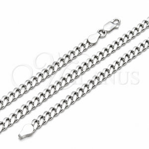Sterling Silver Basic Necklace, Miami Cuban Design, Polished, Silver Finish, 04.420.0006.24 (180 Gauge, 06 MM Thickness, 22 Inches Length)