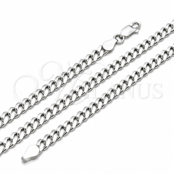 Sterling Silver Basic Necklace, Miami Cuban Design, Polished, Silver Finish, 04.420.0006.24 (180 Gauge, 06 MM Thickness, 22 Inches Length)
