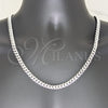 Sterling Silver Basic Necklace, Miami Cuban Design, Polished, Silver Finish, 04.420.0007.24 (200 Gauge, 07 MM Thickness, 24 Inches Length)
