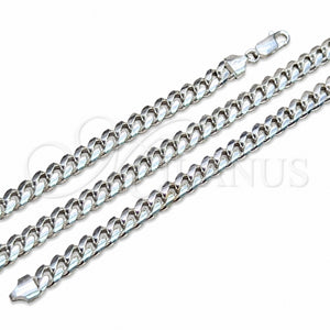 Sterling Silver Basic Necklace, Miami Cuban Design, Polished, Silver Finish, 04.420.0007.24 (200 Gauge, 07 MM Thickness, 24 Inches Length)
