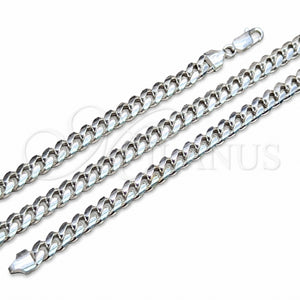 Sterling Silver Basic Bracelet, Miami Cuban Design, Polished, Silver Finish, 04.420.0007.09 (200 Gauge, 07 MM Thickness, 9 Inches Length)