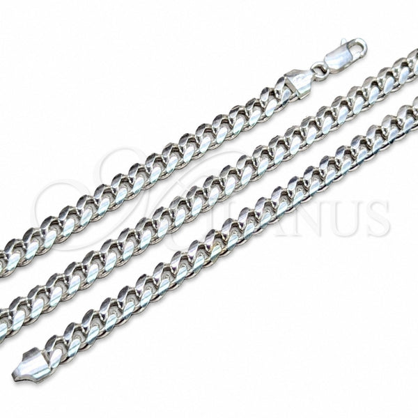 Sterling Silver Basic Bracelet, Miami Cuban Design, Polished, Silver Finish, 04.420.0007.09 (200 Gauge, 07 MM Thickness, 9 Inches Length)