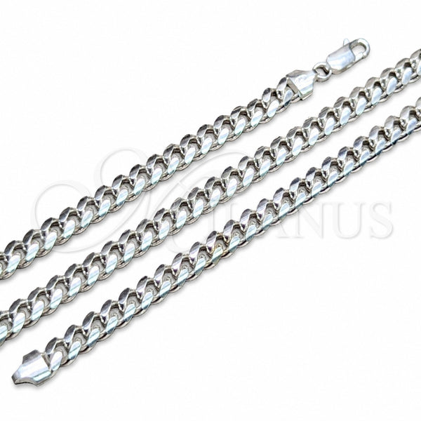 Sterling Silver Basic Bracelet, Miami Cuban Design, Polished, Silver Finish, 04.420.0007.09 (200 Gauge, 07 MM Thickness, 9 Inches Length)