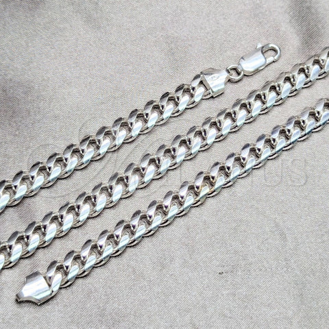 Sterling Silver Basic Necklace, Miami Cuban Design, Polished, Silver Finish, 04.420.0008.24