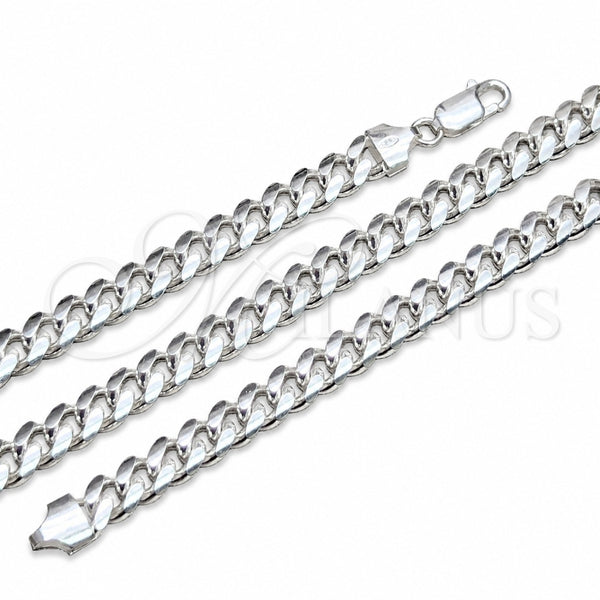 Sterling Silver Basic Bracelet, Miami Cuban Design, Polished, Silver Finish, 03.420.0008.09 (220 Gauge, 08 MM Thickness, 9 Inches Length)