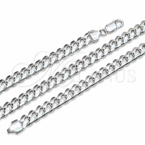 Sterling Silver Basic Bracelet, Miami Cuban Design, Polished, Silver Finish, 03.420.0008.09 (220 Gauge, 08 MM Thickness, 9 Inches Length)