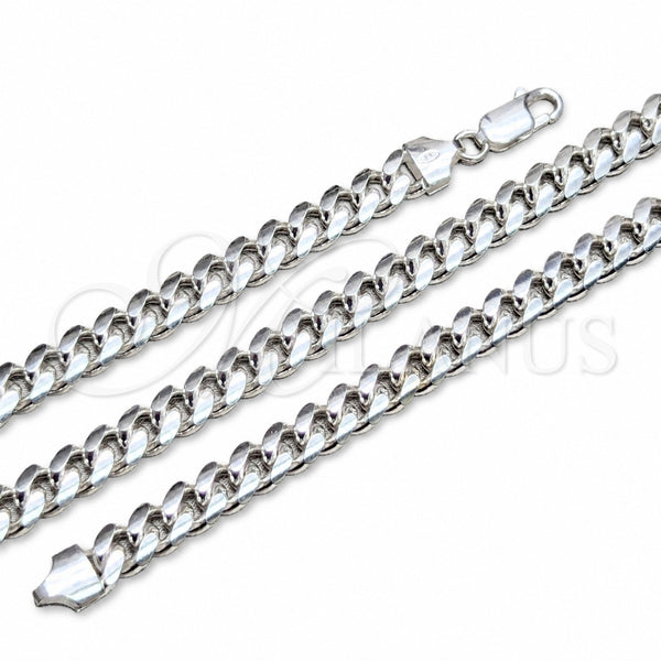 Sterling Silver Basic Bracelet, Miami Cuban Design, Polished, Silver Finish, 03.420.0008.09.1 (220 Gauge, 08 MM Thickness, 9 Inches Length)