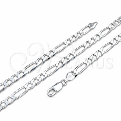 Sterling Silver Basic Necklace, Figaro Design, Polished, Silver Finish, 04.420.011.24 (180 Gauge, 07 MM for wholesale, main product view