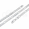 Sterling Silver Basic Necklace, Figaro Design, Polished, Silver Finish, 04.420.011.24 (180 Gauge, 07 MM Thickness, 24 Inches Length)
