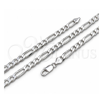 Sterling Silver Basic Necklace, Figaro Design, Polished, Silver Finish, 04.420.011.22 (180 Gauge, 07 MM Thickness, 22 Inches Length)