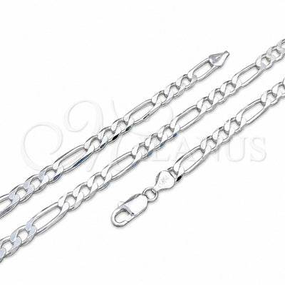 Sterling Silver Basic Necklace, Figaro Design, Polished, Silver Finish, 04.420.011.22 (180 Gauge, 07 MM for wholesale, main product view