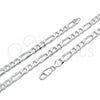 Sterling Silver Basic Necklace, Figaro Design, Polished, Silver Finish, 04.420.011.22 (180 Gauge, 07 MM Thickness, 22 Inches Length)