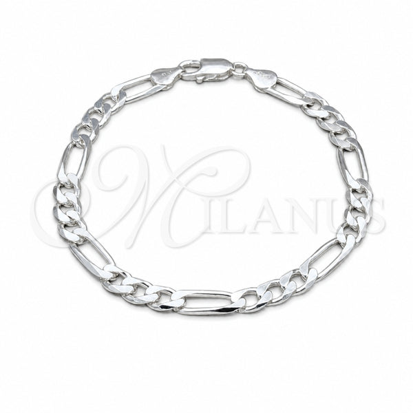 Sterling Silver Basic Bracelet, Polished, Silver Finish, 04.420.011.09 (180 Gauge, 07 MM Thickness, 9 Inches Length)