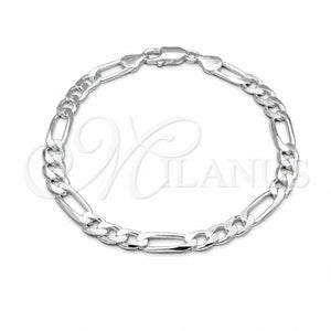 Sterling Silver Basic Bracelet, Polished, Silver Finish, 04.420.011.09 (180 Gauge, 07 MM Thickness, 9 Inches Length)