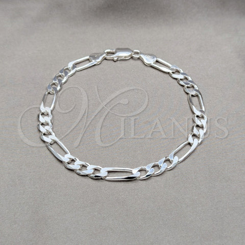 Sterling Silver Basic Bracelet, Polished, Silver Finish, 04.420.011.09 (180 Gauge, 07 MM Thickness, 9 Inches Length)
