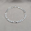 Sterling Silver Basic Bracelet, Polished, Silver Finish, 04.420.011.09 (180 Gauge, 07 MM Thickness, 9 Inches Length)