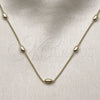 Oro Laminado Basic Necklace, Gold Filled Style Miami Cuban and Ball Design, Polished, Golden Finish, 04.213.0280.20