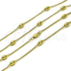 Oro Laminado Basic Necklace, Gold Filled Style Miami Cuban and Ball Design, Polished, Golden Finish, 04.213.0280.22