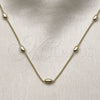 Oro Laminado Basic Necklace, Gold Filled Style Miami Cuban and Ball Design, Polished, Golden Finish, 04.213.0280.22 (04 MM Thickness, 22 Inches Length)