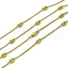 Oro Laminado Basic Necklace, Gold Filled Style Miami Cuban and Ball Design, Polished, Golden Finish, 04.213.0280.22 (04 MM Thickness, 22 Inches Length)