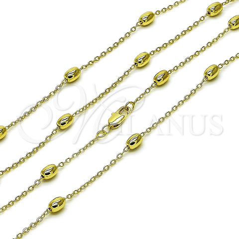 Oro Laminado Basic Necklace, Gold Filled Style Rolo and Ball Design, Polished, Golden Finish, 04.213.0281.20