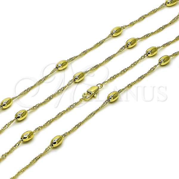 Oro Laminado Basic Necklace, Gold Filled Style Singapore and Ball Design, Polished, Golden Finish, 04.213.0282.20