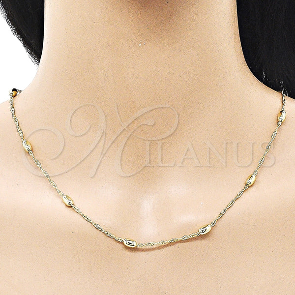 Gold Filled Necklace — Basic Necklace Singapore and Ball Design Polished 04. — alternate product view — SKU 159551 | Oro Laminado collar — básico Necklace Singapore and Ball diseño pulido 04. — SKU 159551