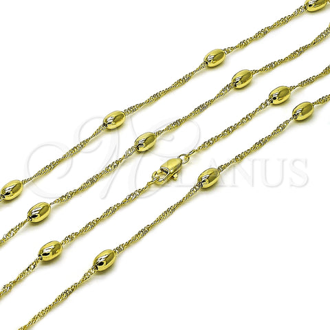 Oro Laminado Basic Necklace, Gold Filled Style Singapore and Ball Design, Polished, Golden Finish, 04.213.0282.20 (02 MM Thickness, 20 Inches Length)