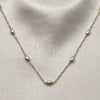Oro Laminado Basic Necklace, Gold Filled Style Singapore and Ball Design, Polished, Golden Finish, 04.213.0282.22