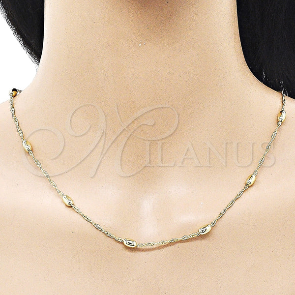 Gold Filled Necklace — Basic Necklace Singapore and Ball Design Polished 04. — alternate product view — SKU 159552 | Oro Laminado collar — básico Necklace Singapore and Ball diseño pulido 04. — SKU 159552