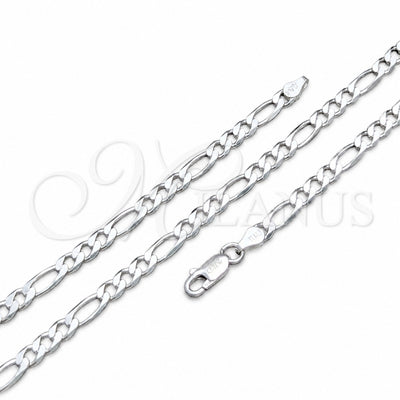 Sterling Silver Basic Necklace, Figaro Design, Polished, Silver Finish, 04.420.0013.22 (120 Gauge, Thickness for wholesale, main product view