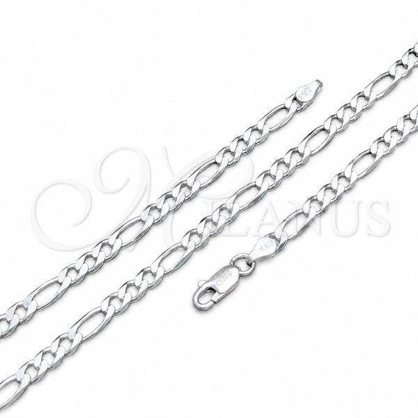 Sterling Silver Necklace — Basic Necklace Figaro Design Polished 04. Gauge Thickness — main product view — SKU 159557 | Plata 925 collar — básico Necklace Figaro diseño pulido 04. Gauge Thickness — SKU 159557