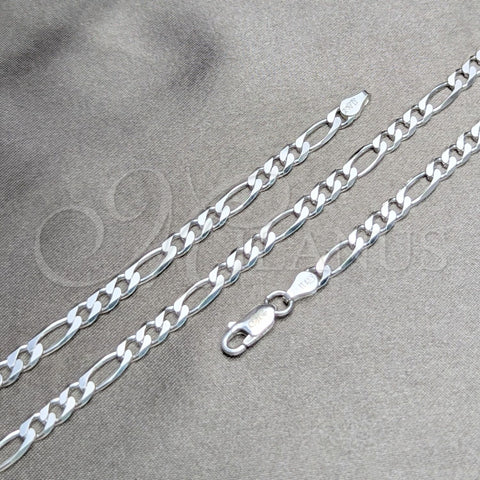 Sterling Silver Basic Necklace, Figaro Design, Polished, Silver Finish, 04.420.0013.22 (120 Gauge, Thickness, 22 Inches Length)
