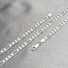 Sterling Silver Basic Necklace, Figaro Design, Polished, Silver Finish, 04.420.0013.20 (120 Gauge, Thickness, 20 Inches Length)