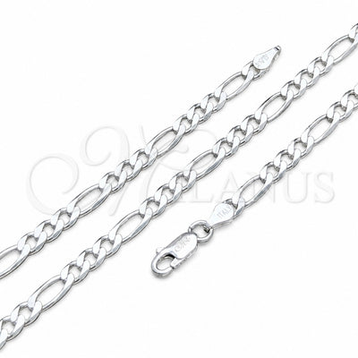 Sterling Silver Basic Necklace, Figaro Design, Polished, Silver Finish, 04.420.0013.20 (120 Gauge, Thickness for wholesale, main product view
