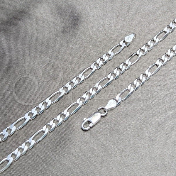 Sterling Silver Basic Necklace, Figaro Design, Polished, Silver Finish, 04.420.0013.18