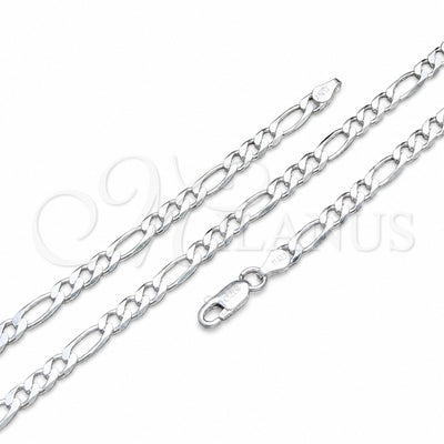Sterling Silver Basic Necklace, Figaro Design, Polished, Silver Finish, 04.420.0013.18 (120 Gauge, Thickness for wholesale, main product view