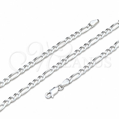 Sterling Silver Basic Necklace, Figaro Design, Polished, Silver Finish, 04.420.0014.18 (100 Gauge, 04 MM for wholesale, main product view
