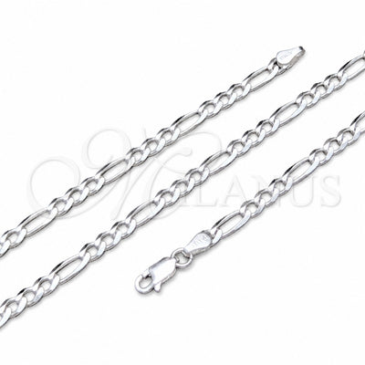Sterling Silver Basic Necklace, Figaro Design, Polished, Silver Finish, 04.420.0014.16 (100 Gauge, 04 MM for wholesale, main product view