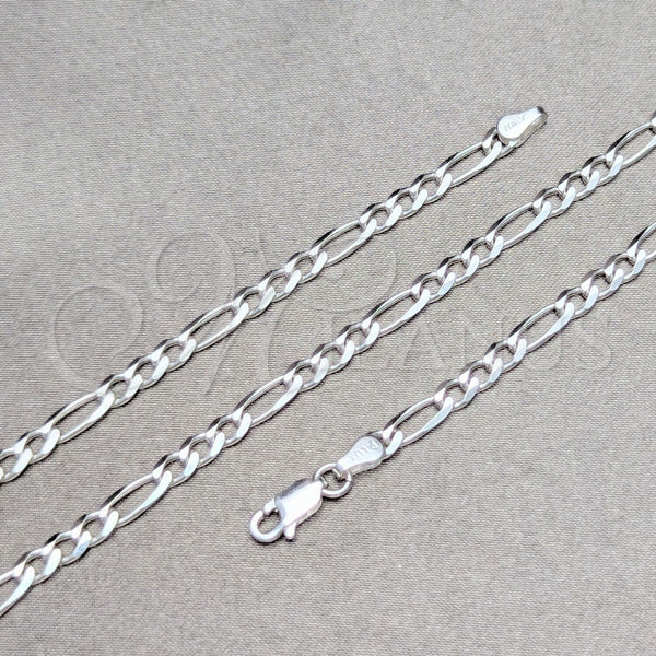 Sterling Silver Necklace — Basic Necklace Figaro Design Polished 04. Gauge 04 — main product view — SKU 159565 | Plata 925 collar — básico Necklace Figaro diseño pulido 04. Gauge 04 — SKU 159565