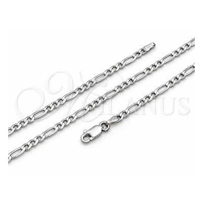 Sterling Silver Basic Necklace, Figaro Design, Polished, Silver Finish, 04.420.0015.16 (0.80 Gauge, Thickness, 16 Inches Length)