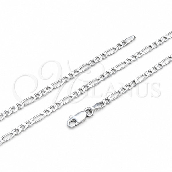 Sterling Silver Basic Necklace, Figaro Design, Polished, Silver Finish, 04.420.0015.16 (0.80 Gauge, Thickness, 16 Inches Length)