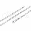 Sterling Silver Basic Necklace, Figaro Design, Polished, Silver Finish, 04.420.0015.16 (0.80 Gauge, Thickness, 16 Inches Length)