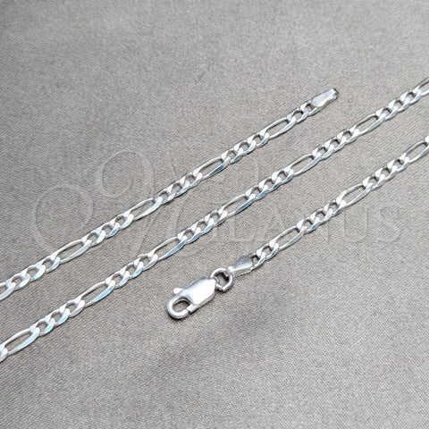 Sterling Silver Basic Necklace, Figaro Design, Polished, Silver Finish, 04.420.0015.16 (0.80 Gauge, Thickness, 16 Inches Length)