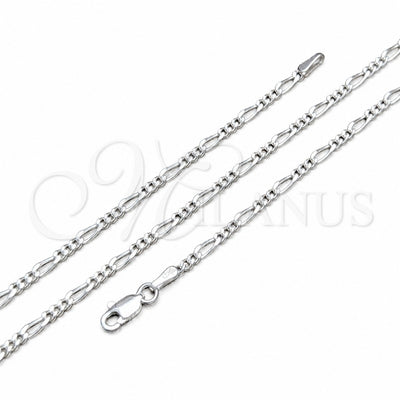 Sterling Silver Basic Necklace, Figaro Design, Polished, Silver Finish, 04.420.0016.16 (0.60 Gauge, Thickness for wholesale, main product view