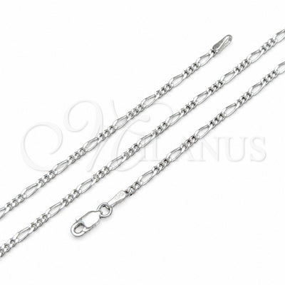 Sterling Silver Basic Anklet, Figaro Design, Polished, Silver Finish, 04.420.0016.10 (0.60 Gauge, Thickness, 10 for wholesale, main product view