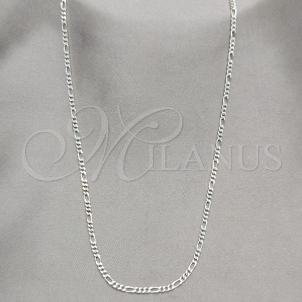 Sterling Silver Basic Necklace, Figaro Design, Polished, Silver Finish, 04.430.0001.16.1EX