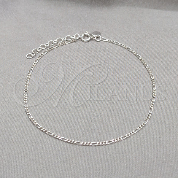 Sterling Silver Basic Anklet, Figaro Design, Polished, Silver Finish, 03.430.0002.10.1EX